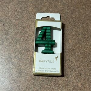Papyrus 4 Green Striped Birthday Anniversary Party Cake Topper Candle